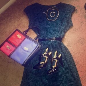 💙Calvin Klein Teal Cheetah Print Dress